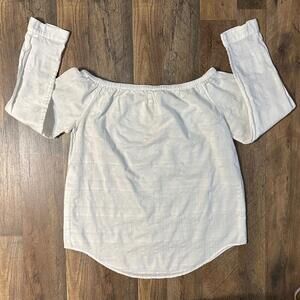 Rag and Bone Jeans White Blouse Womens Small Long Sleeve Off the Shoulder